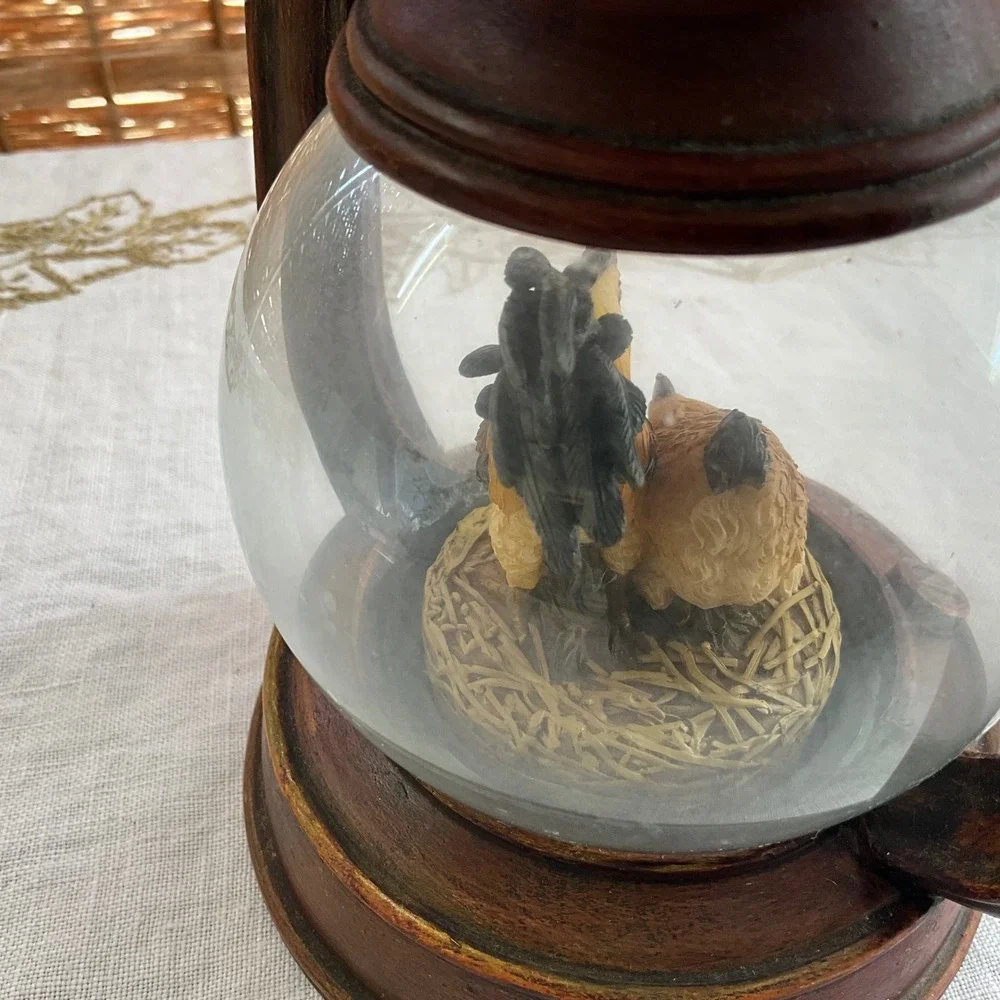 Rustic Farmhouse Rooster Hen‎ Decorative Lantern Glass Globe Figurine BA1089